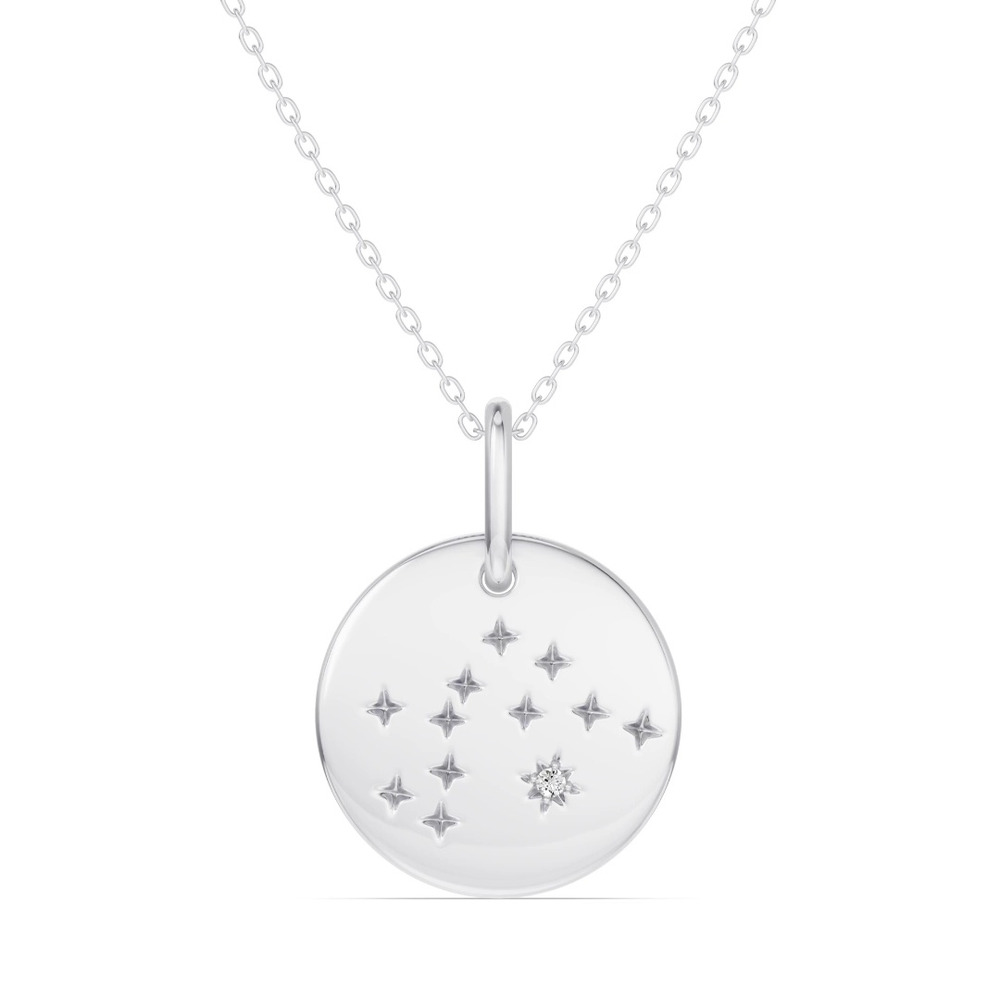 360 degree view of Aquarius Zodiac Constellation Medallion Necklace