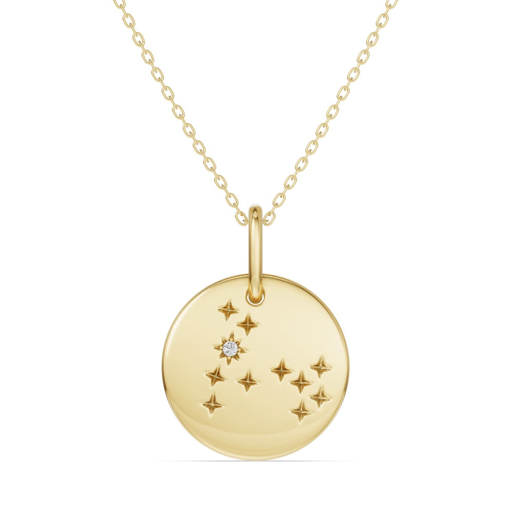 360 degree view of Pisces Zodiac Constellation Medallion Necklace