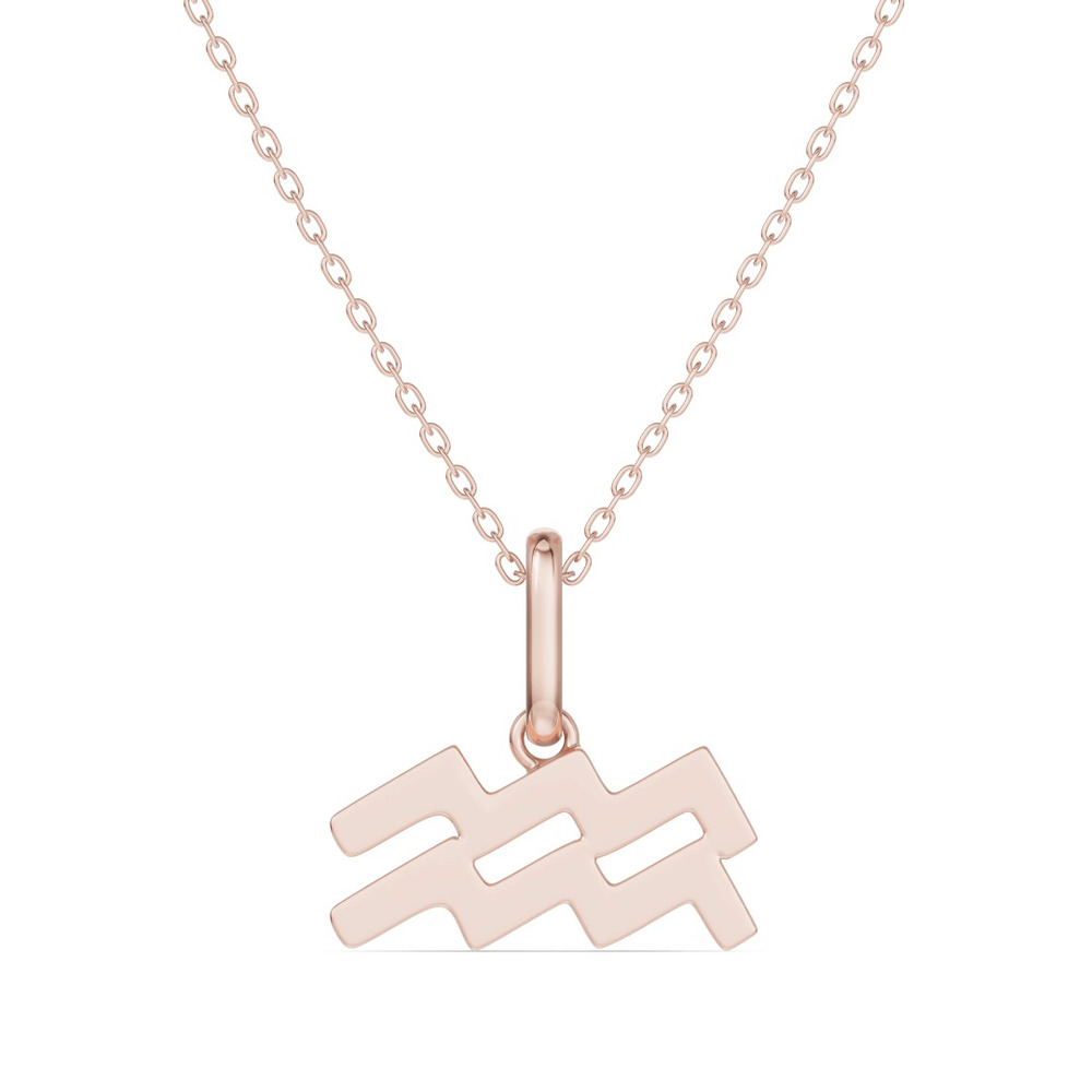 360 degree view of Aquarius Zodiac Glyph Necklace