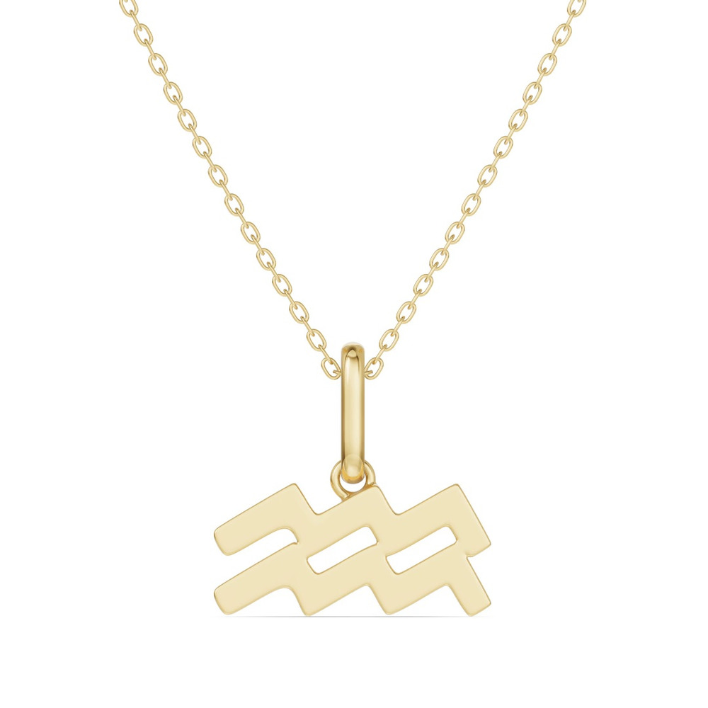 360 degree view of Aquarius Zodiac Glyph Necklace
