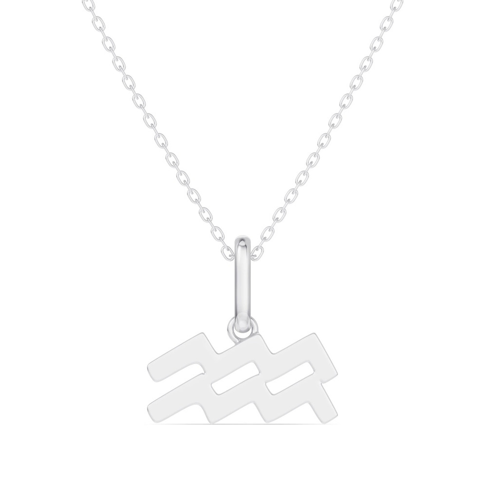 360 degree view of Aquarius Zodiac Glyph Necklace
