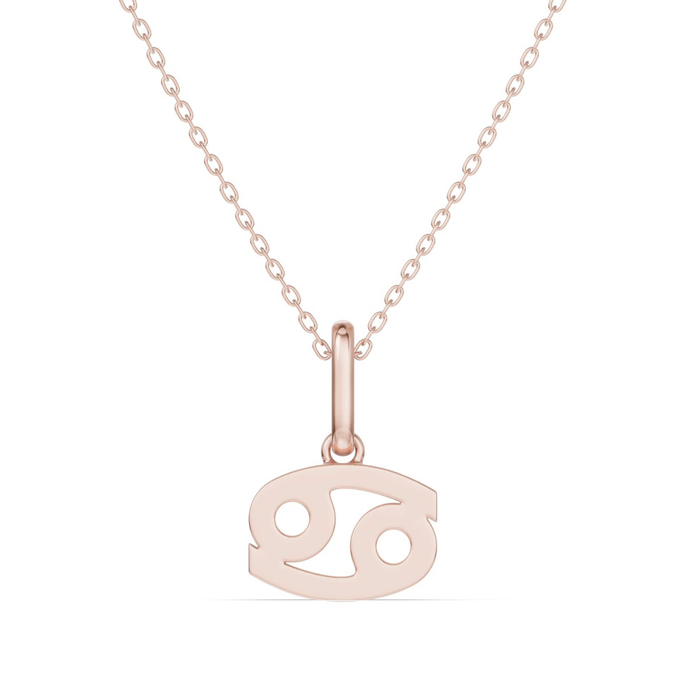 360 degree view of Cancer Zodiac Glyph Necklace