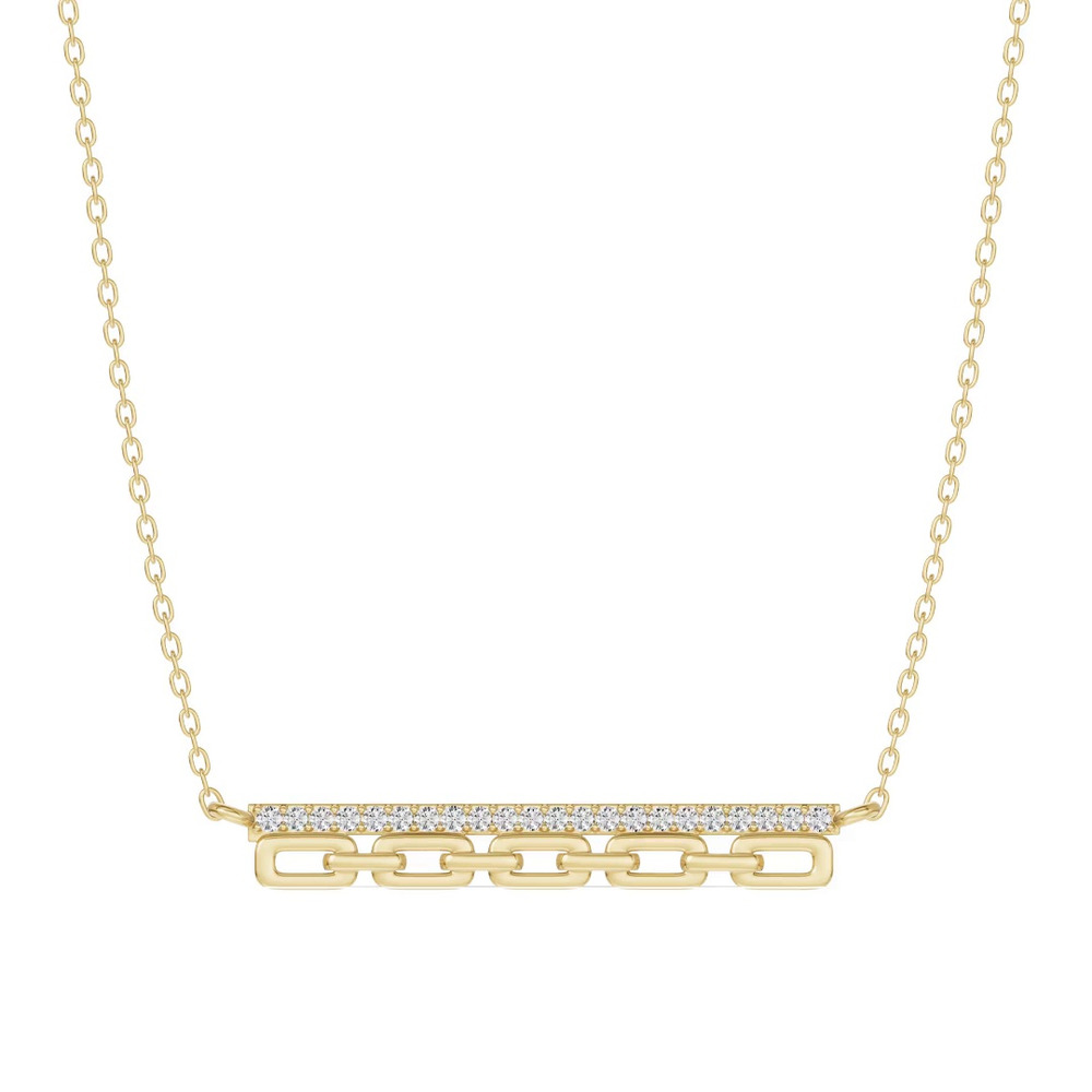 360 degree view of Chain Reaction Pavé Lab Bar Necklace