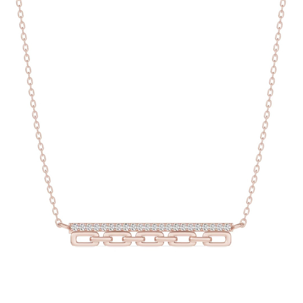 360 degree view of Chain Reaction Pavé Lab Bar Necklace