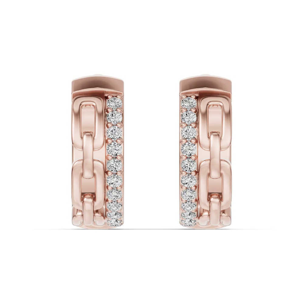 360 degree view of Chain Reaction Pavé Huggie Earrings