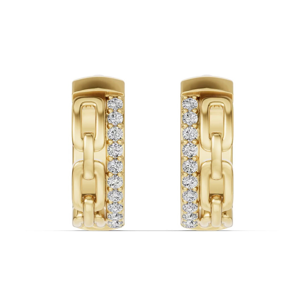360 degree view of Chain Reaction Pavé Lab Huggie Earrings