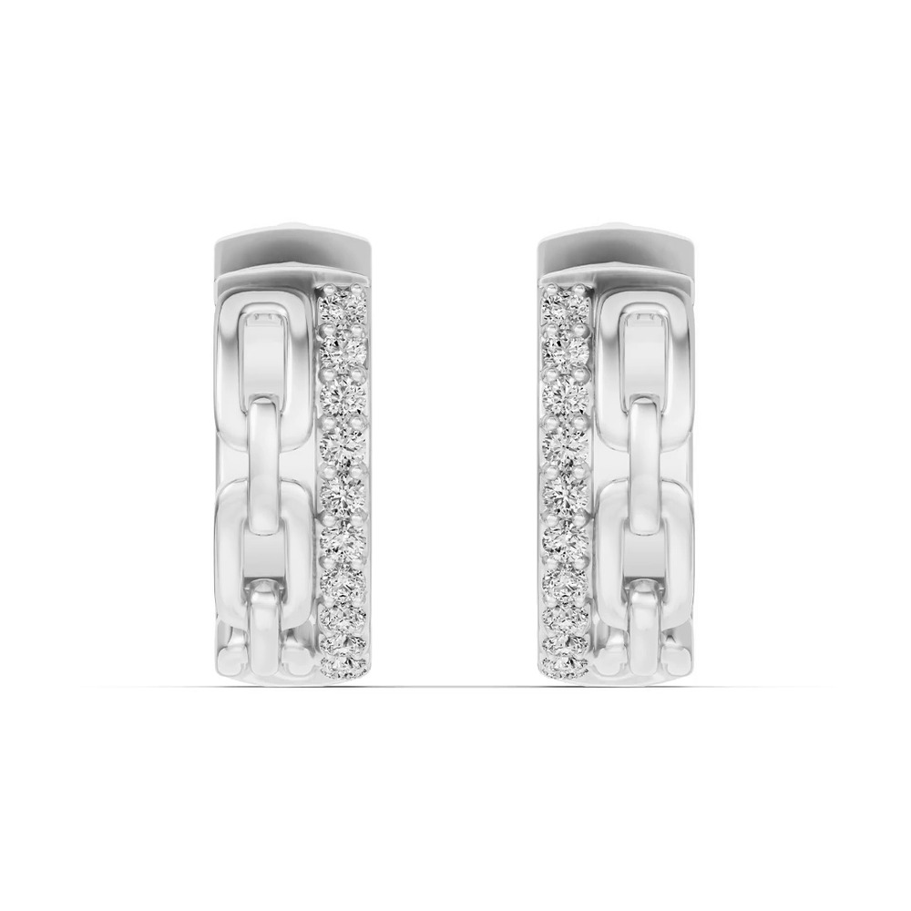360 degree view of Chain Reaction Pavé Huggie Earrings
