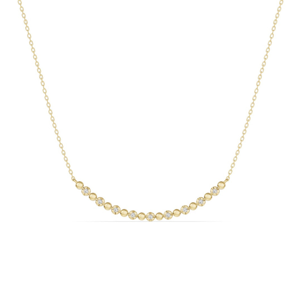 360 degree view of Lab Diamond Bead Bar Smile Necklace