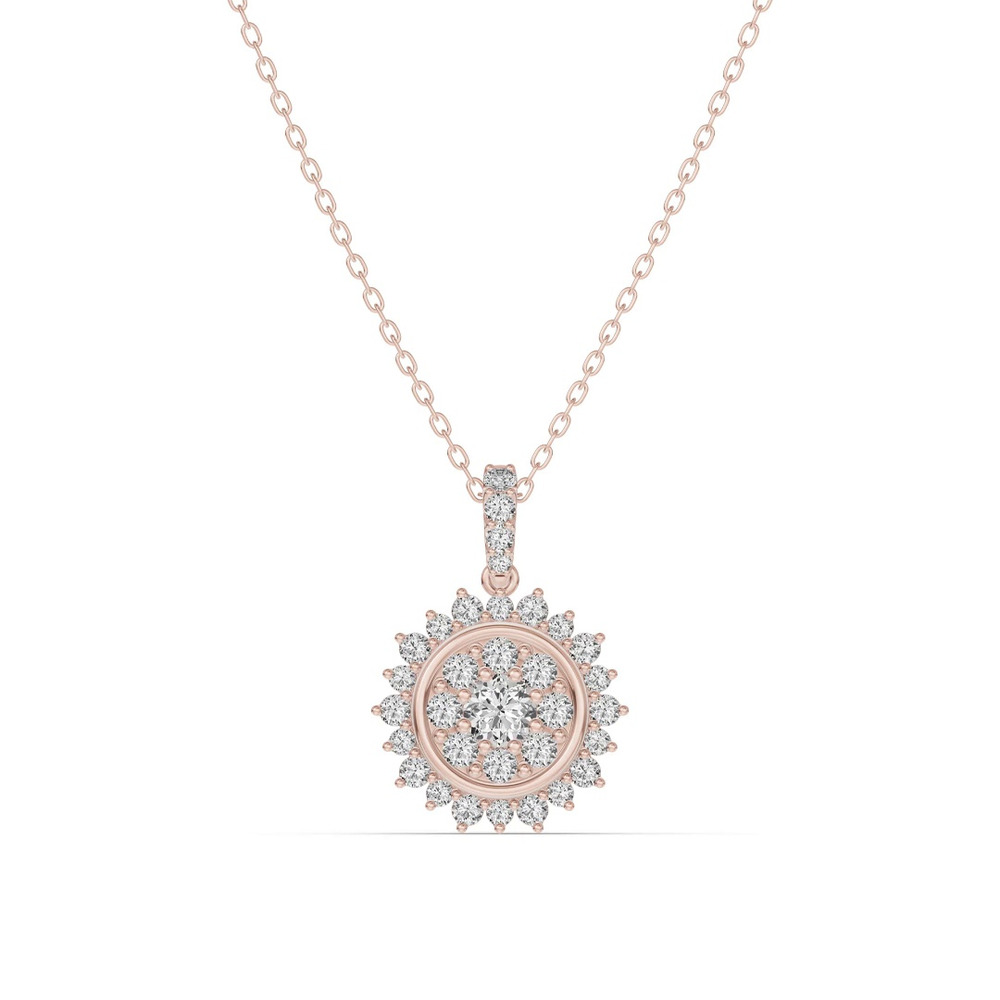 360 degree view of Sunburst Cluster Lab Diamond Necklace