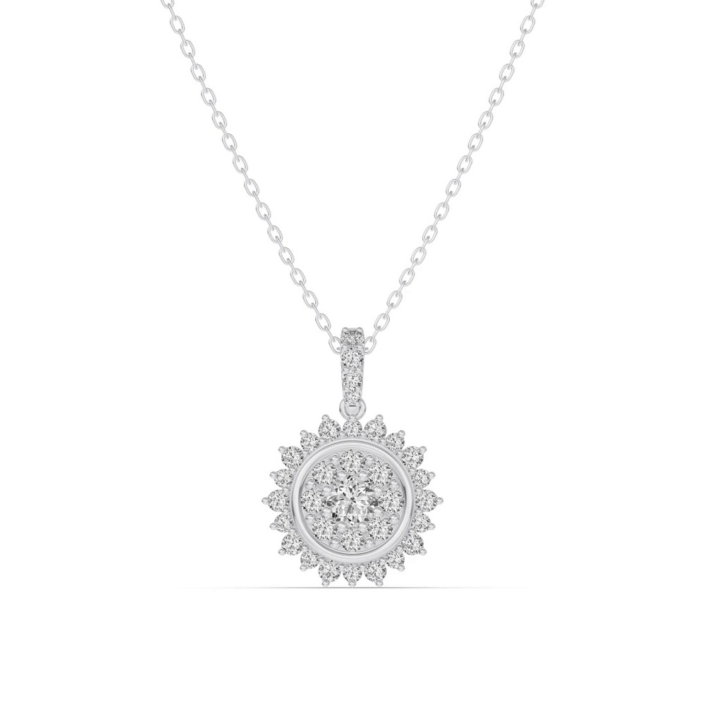 360 degree view of Sunburst Cluster Lab Diamond Necklace