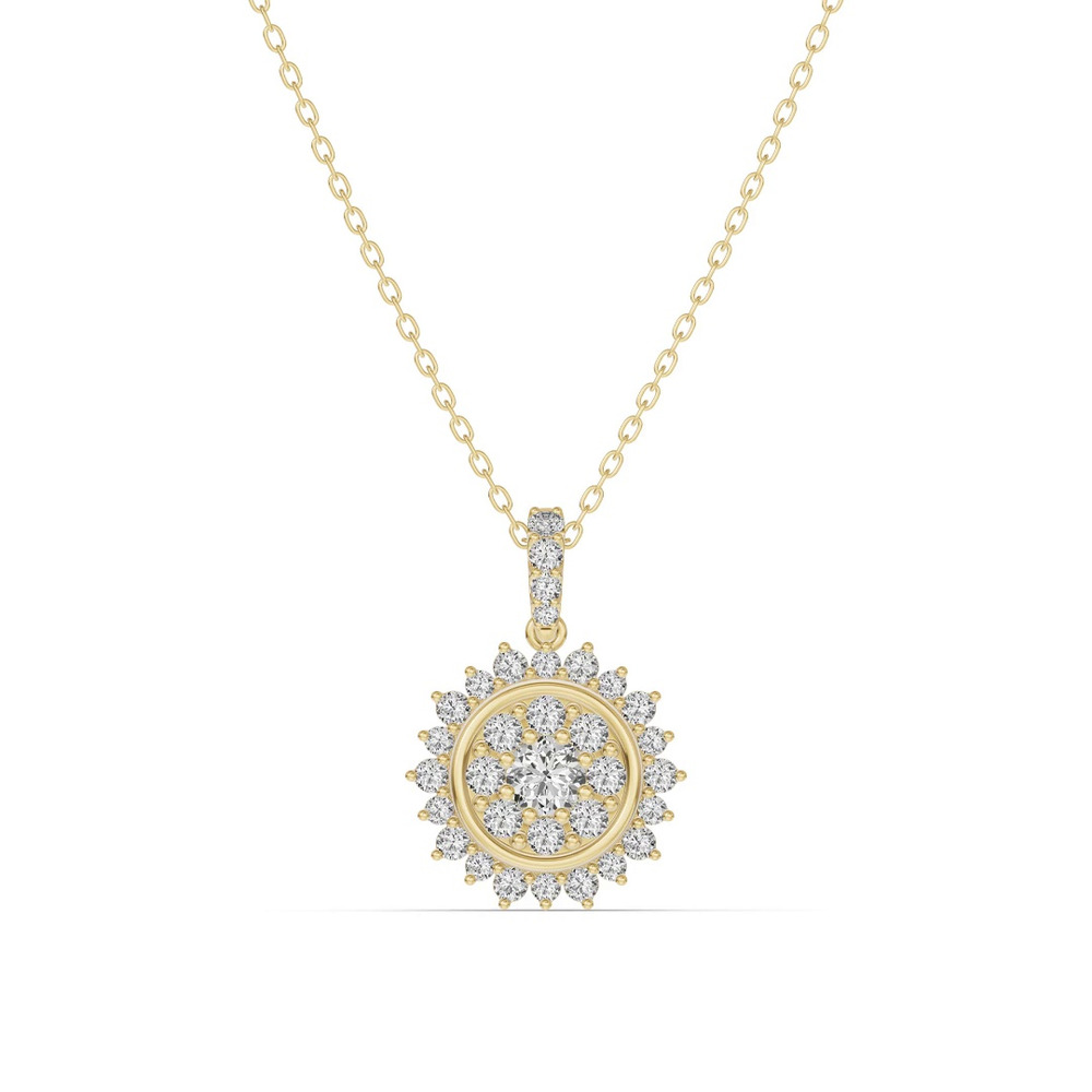 360 degree view of Sunburst Cluster Lab Diamond Necklace