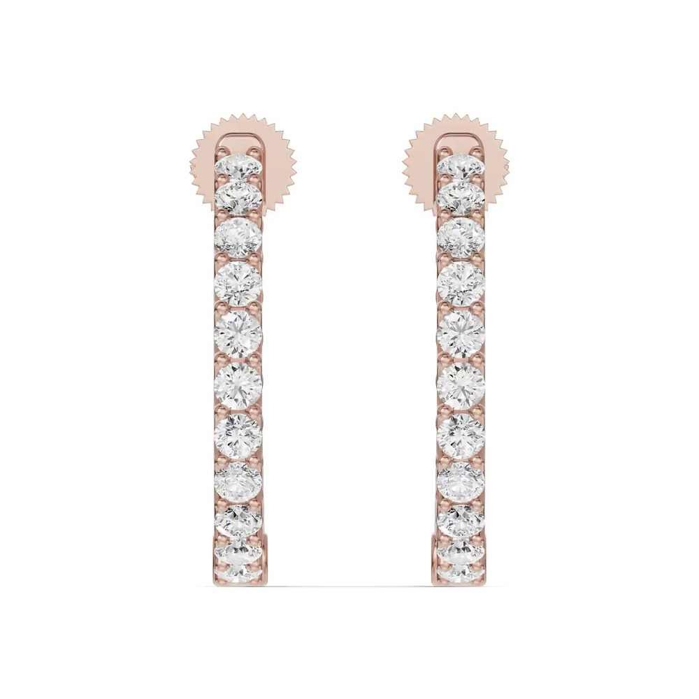 360 degree view of Unity Prong Hoop Lab Earrings (1 ct. tw.)