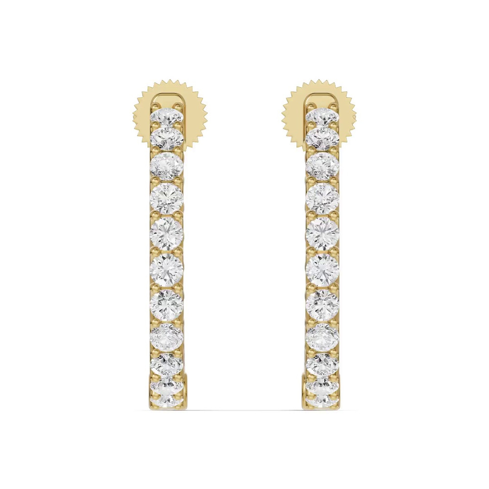360 degree view of Unity Prong Hoop Lab Earrings (1 ct. tw.)