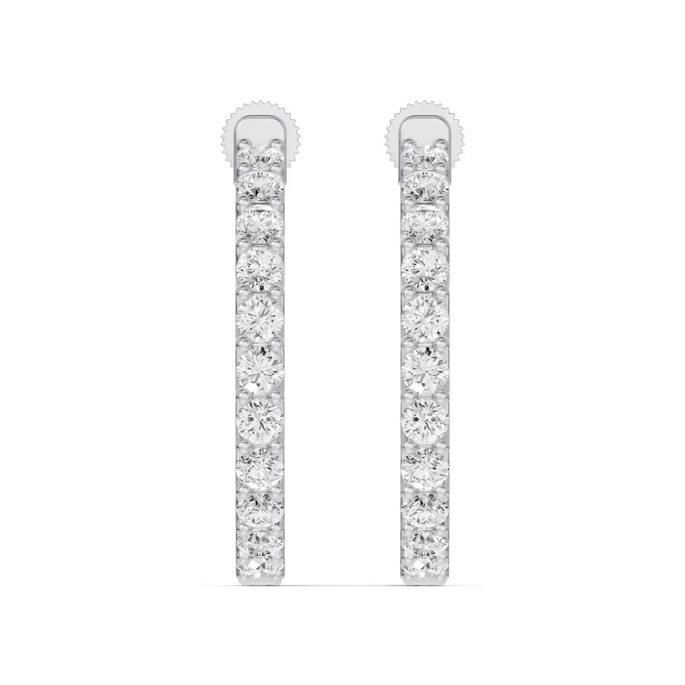 360 degree view of Unity Prong Hoop Lab Earrings (2 ct. tw.)
