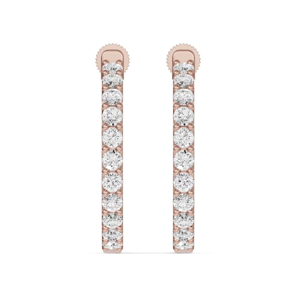 360 degree view of Unity Prong Hoop Lab Earrings (2 ct. tw.)
