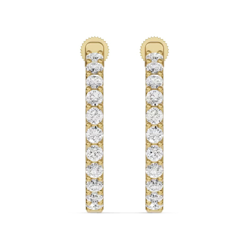360 degree view of Unity Prong Hoop Lab Earrings (2 ct. tw.)