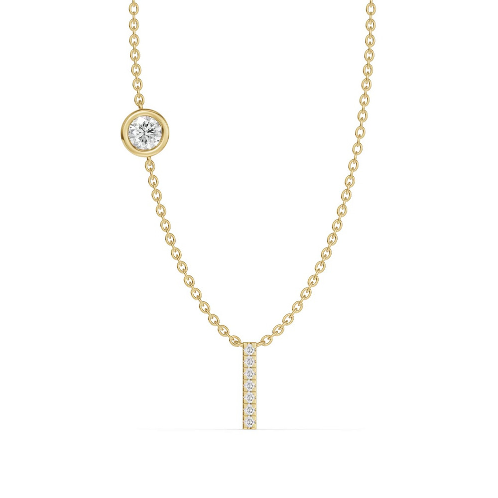 360 degree view of Bezel Lab Diamond Pavé Initial Necklace - I