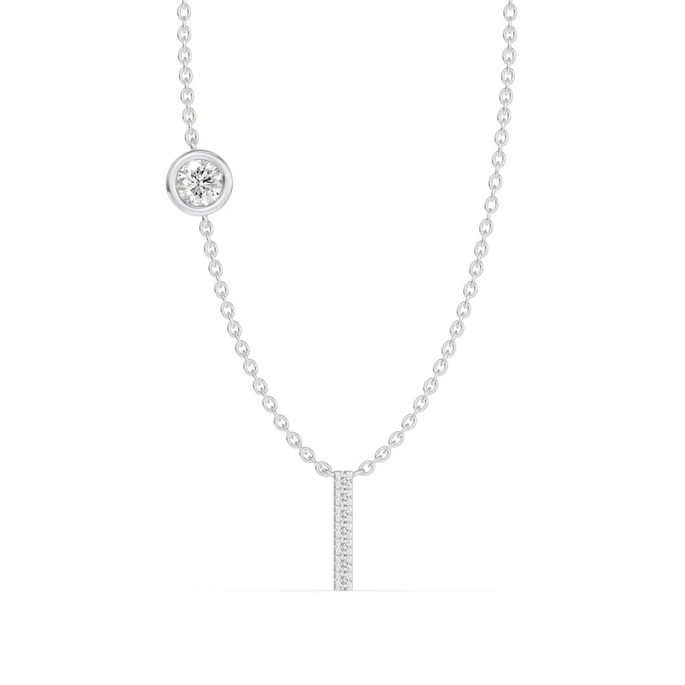 360 degree view of Bezel Diamond Pavé Initial Necklace - I