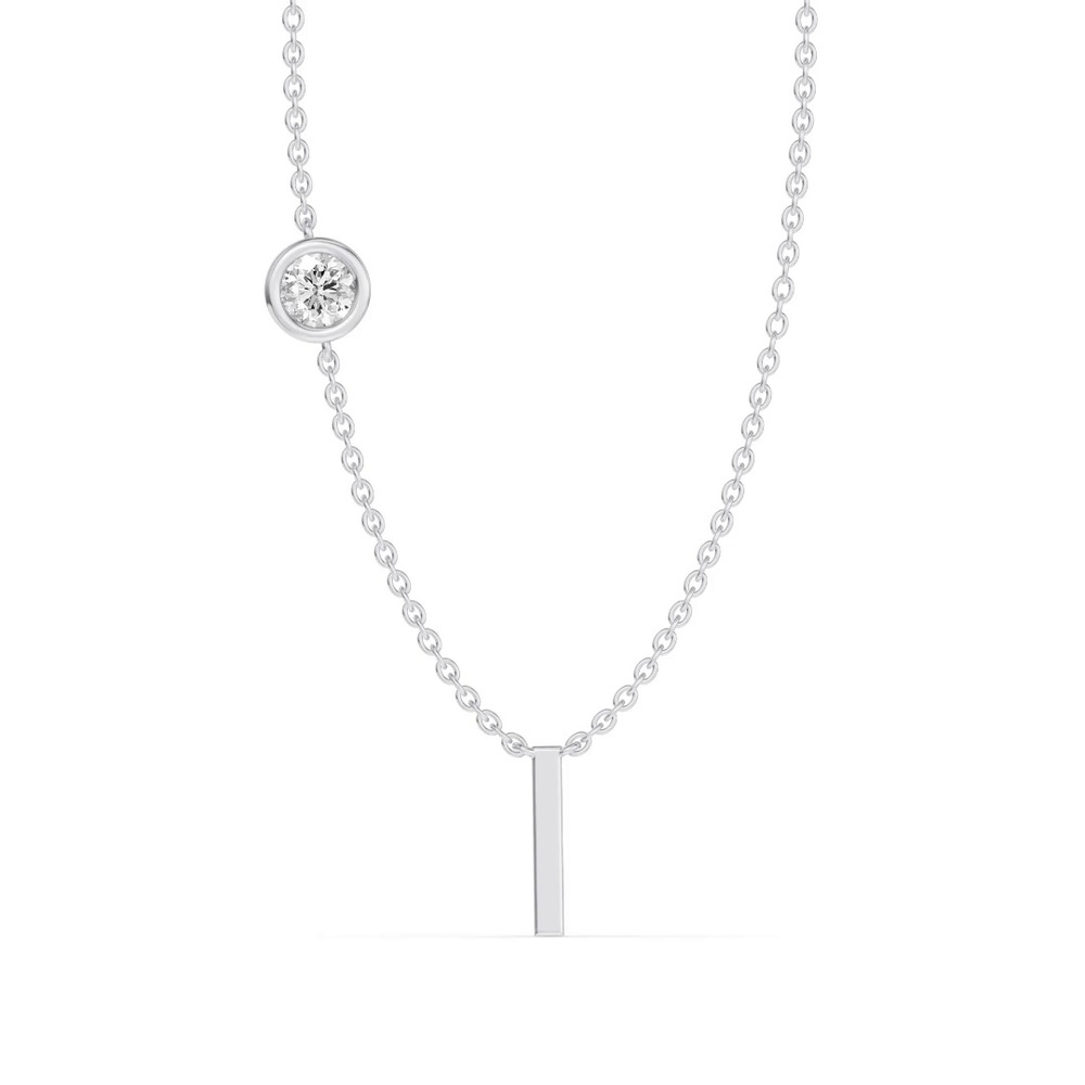 360 degree view of Bezel Lab Diamond Gold Initial Necklace - I
