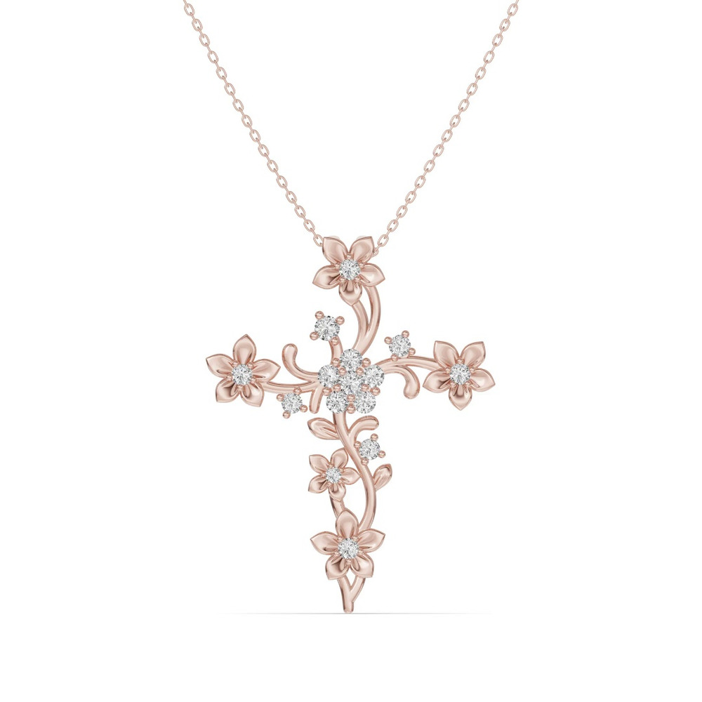 360 degree view of Blossom Cross Lab Diamond Pendant