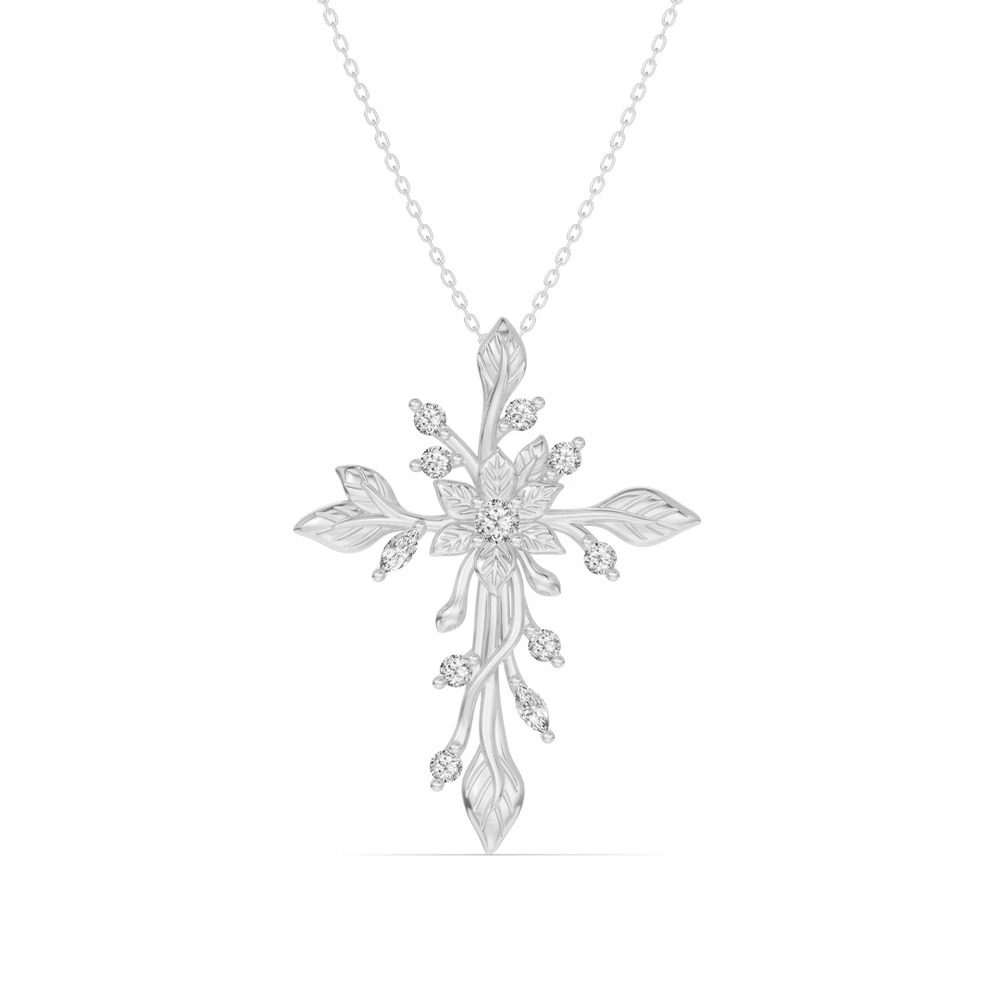 360 degree view of Flora Cross Lab Diamond Pendant