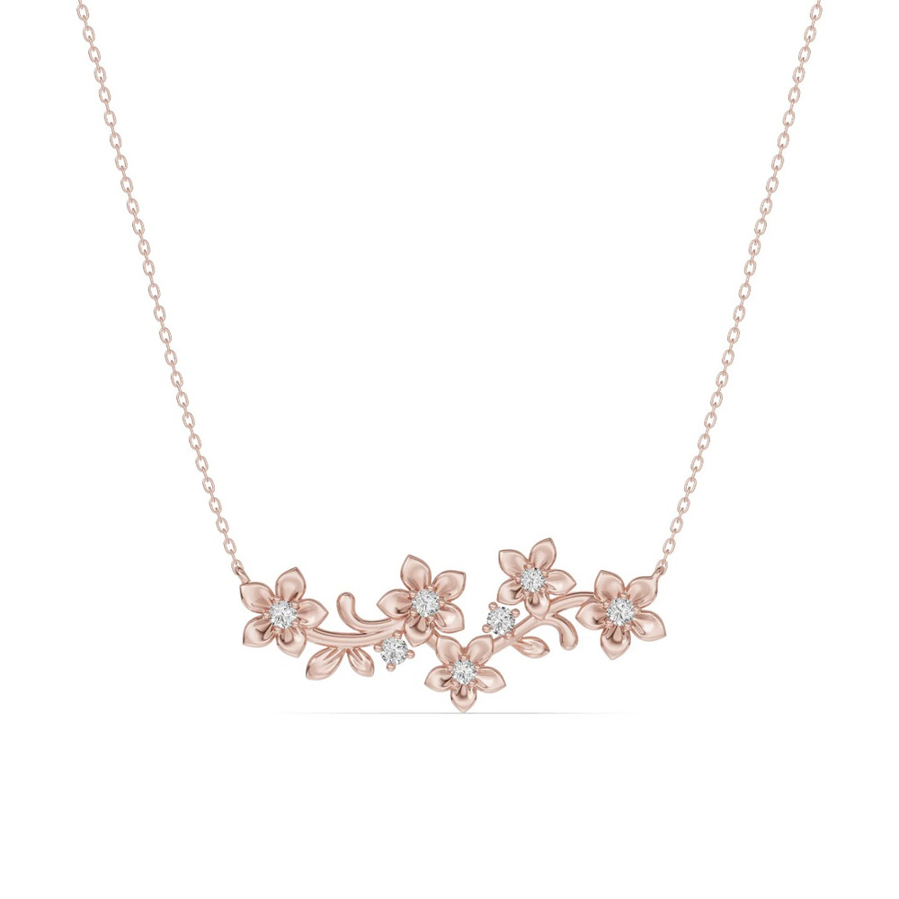 360 degree view of Blossom Diamond Floral Necklace