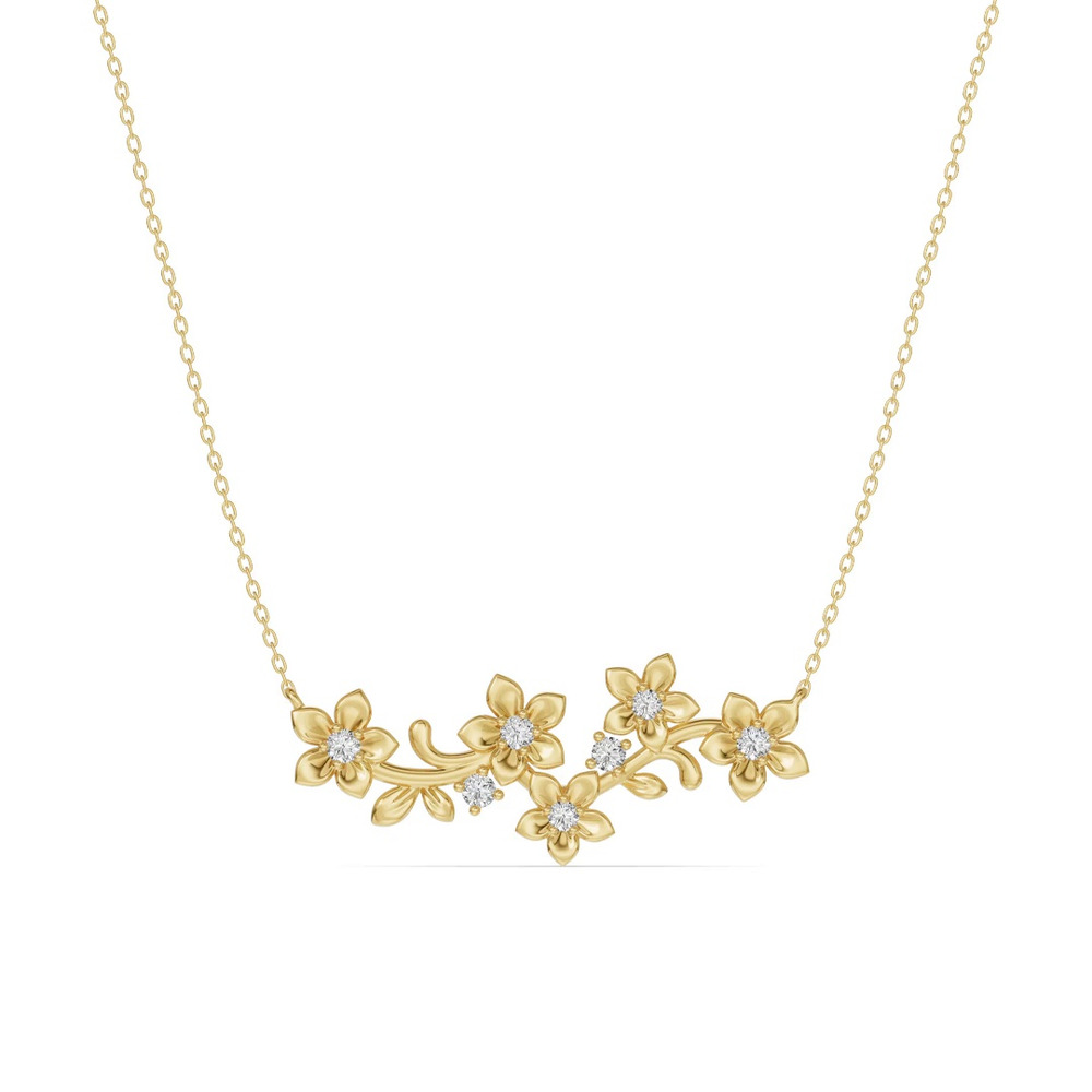 360 degree view of Blossom Lab Diamond Floral Necklace