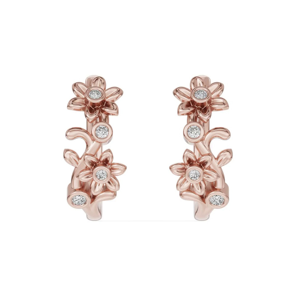 360 degree view of Vine Lab Diamond Hoop Earrings