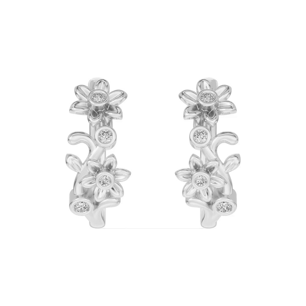 360 degree view of Vine Lab Diamond Hoop Earrings