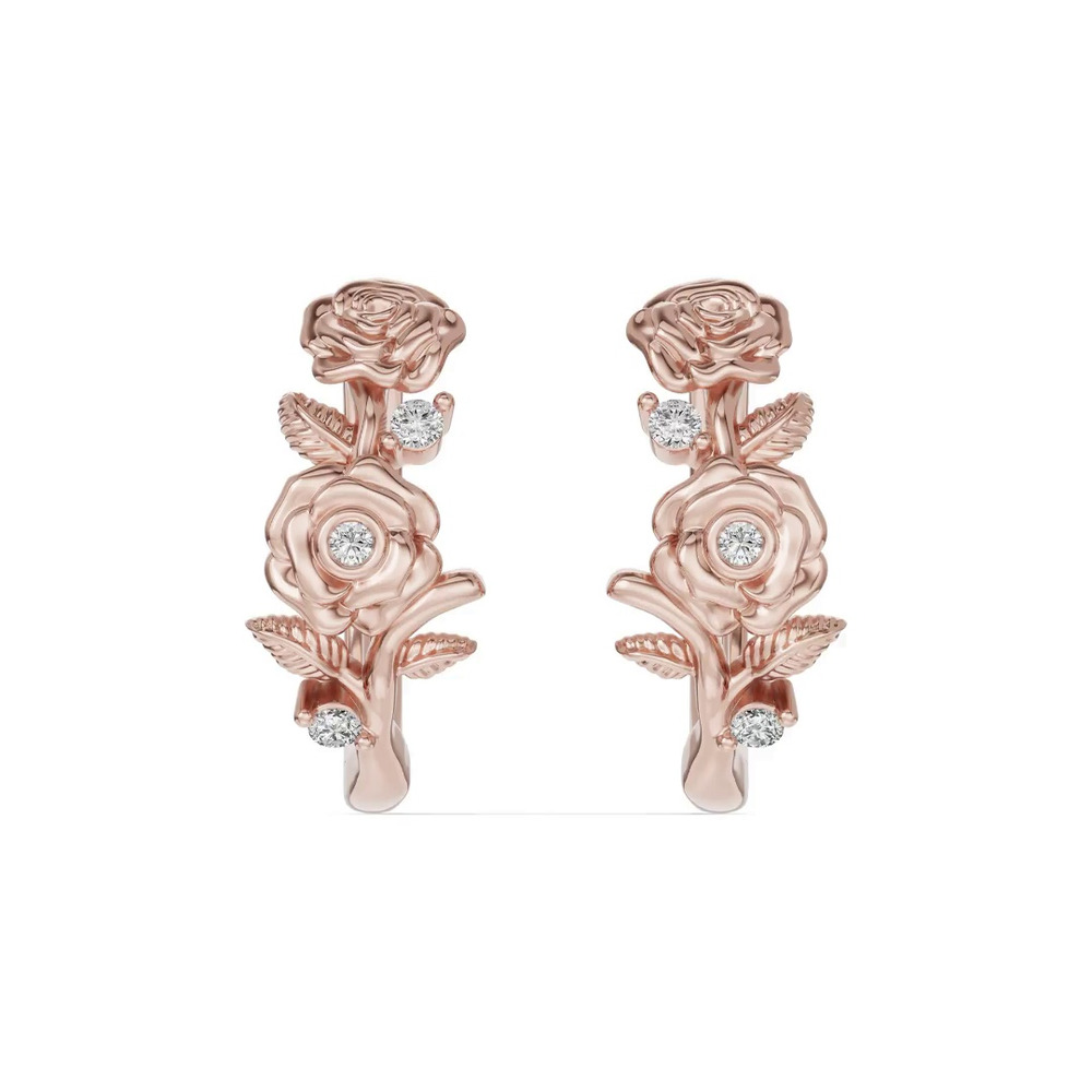 360 degree view of Rose Lab Diamond Hoop Earrings