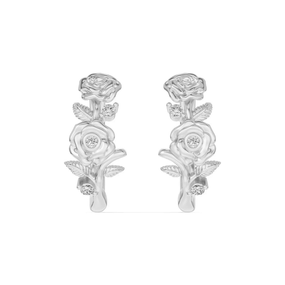 360 degree view of Rose Diamond Hoop Earrings