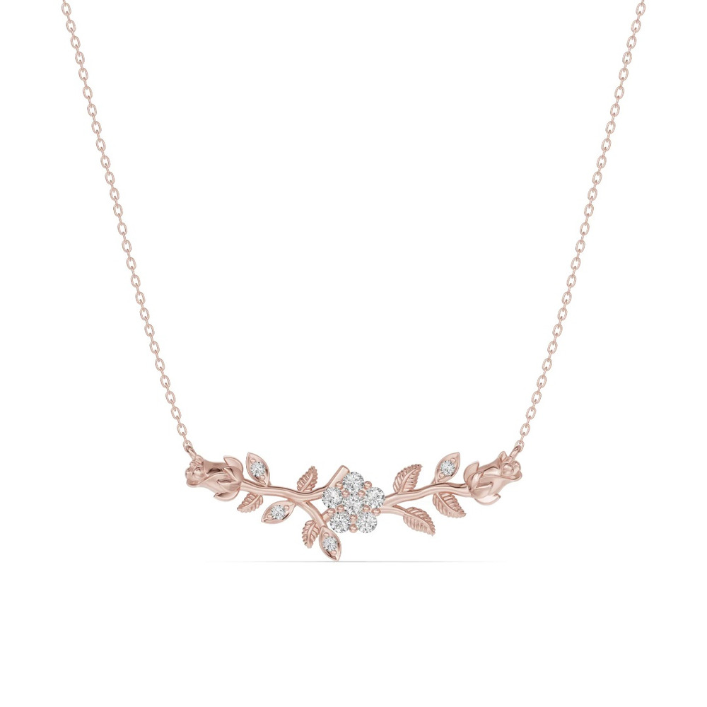 360 degree view of Rose Bud Lab Diamond Necklace