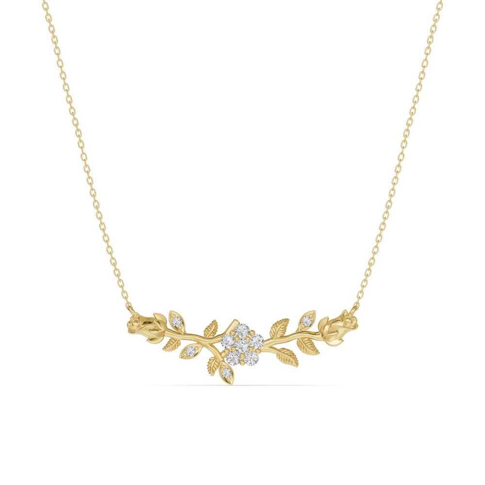 360 degree view of Rose Bud Lab Diamond Necklace