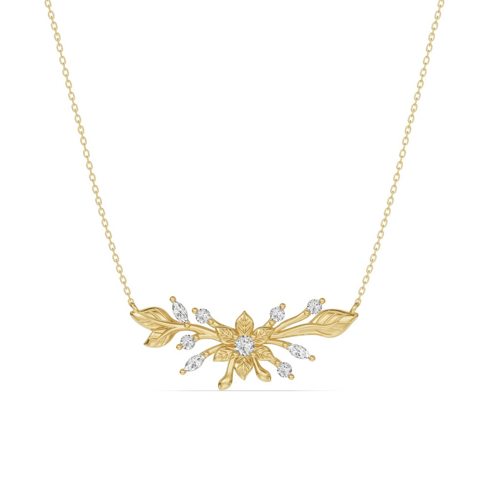 360 degree view of Flora Diamond Necklace
