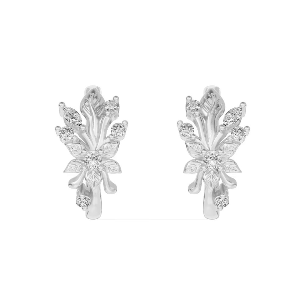 360 degree view of Flora Diamond Hoop Earrings
