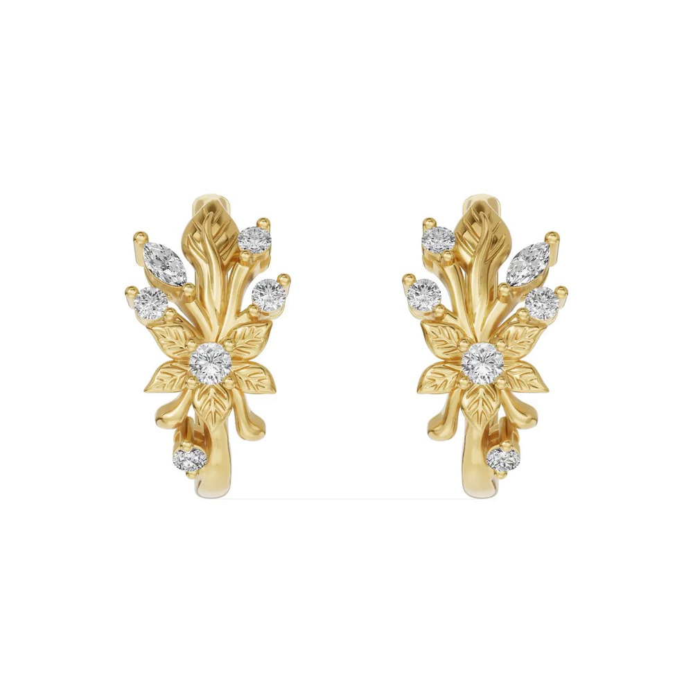 360 degree view of Flora Diamond Hoop Earrings
