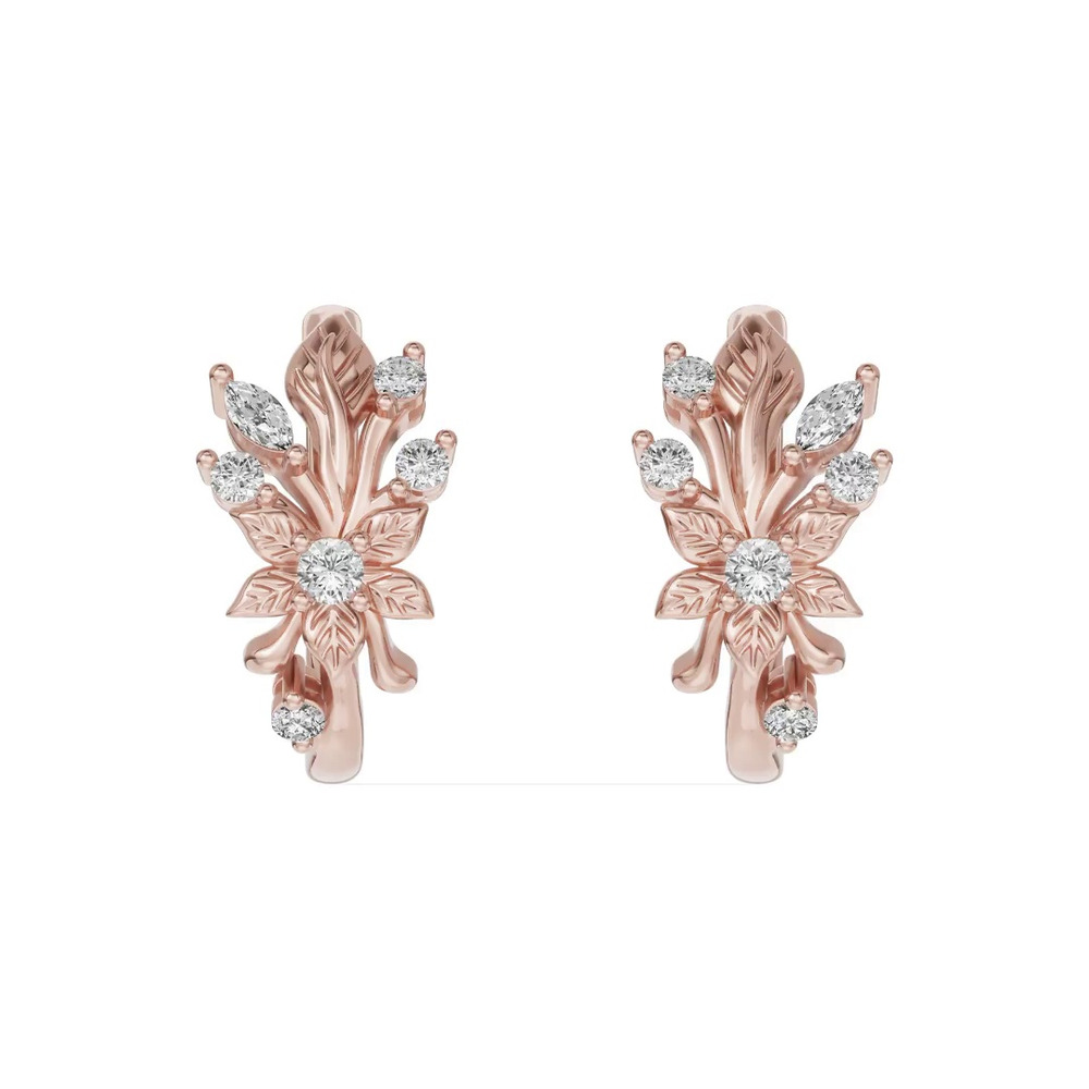 360 degree view of Flora Diamond Hoop Earrings