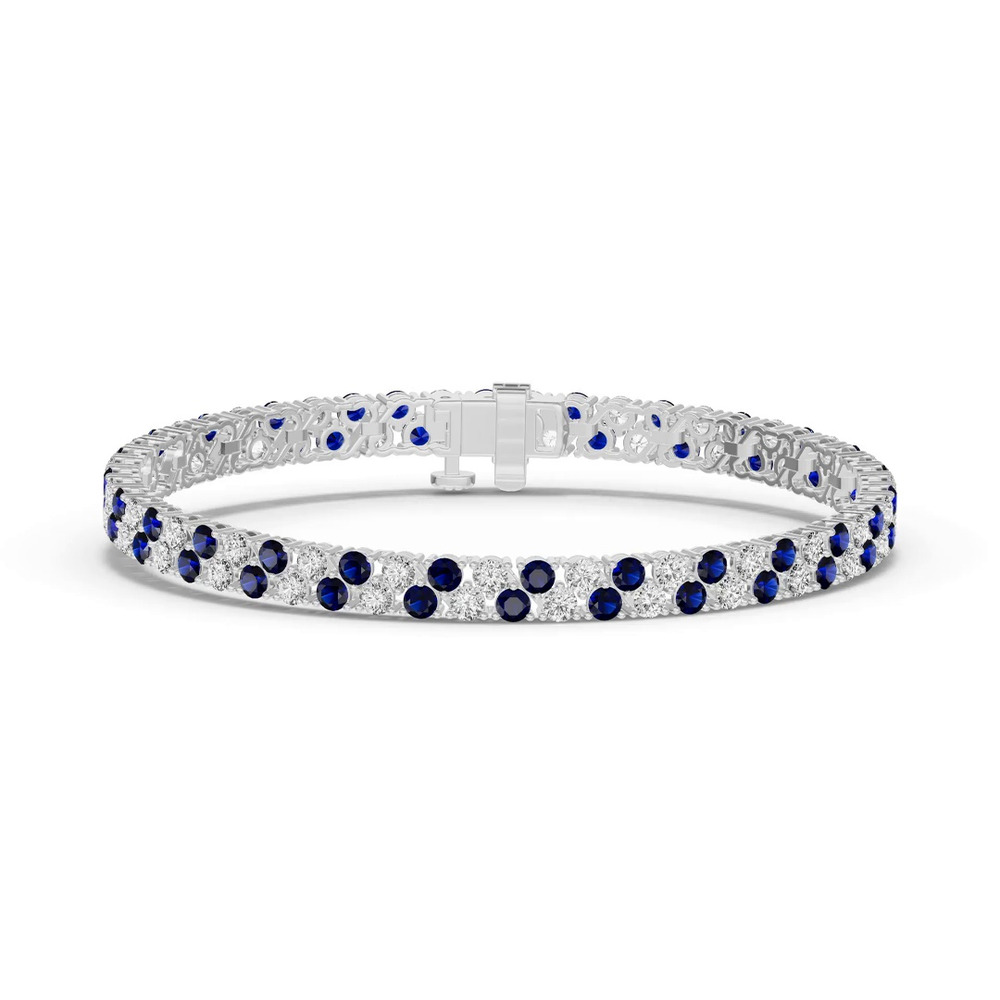 360 degree view of Duovella Lab Diamond & Sapphire Bracelet
