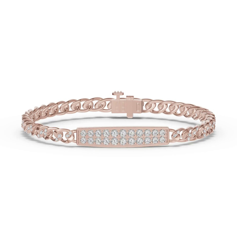 360 degree view of Pavé Cuban Link Panel Diamond Bracelet