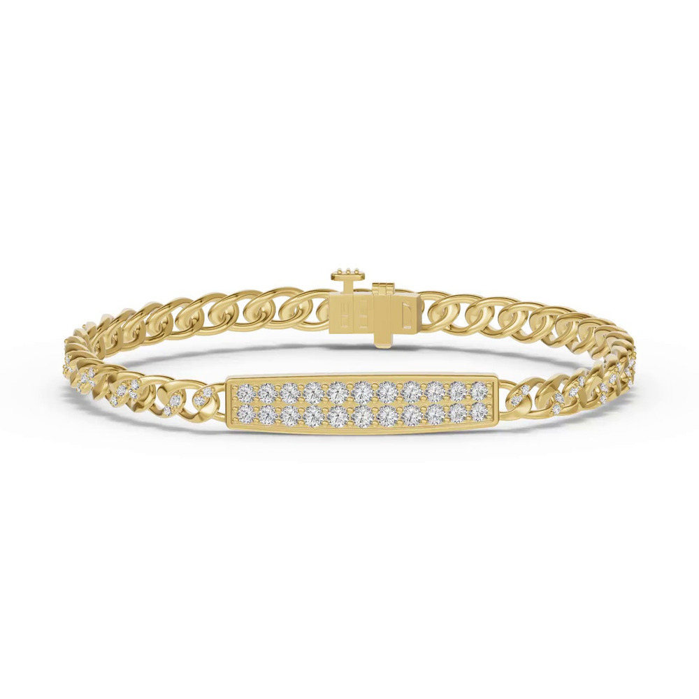 360 degree view of Pavé Cuban Link Panel Diamond Bracelet