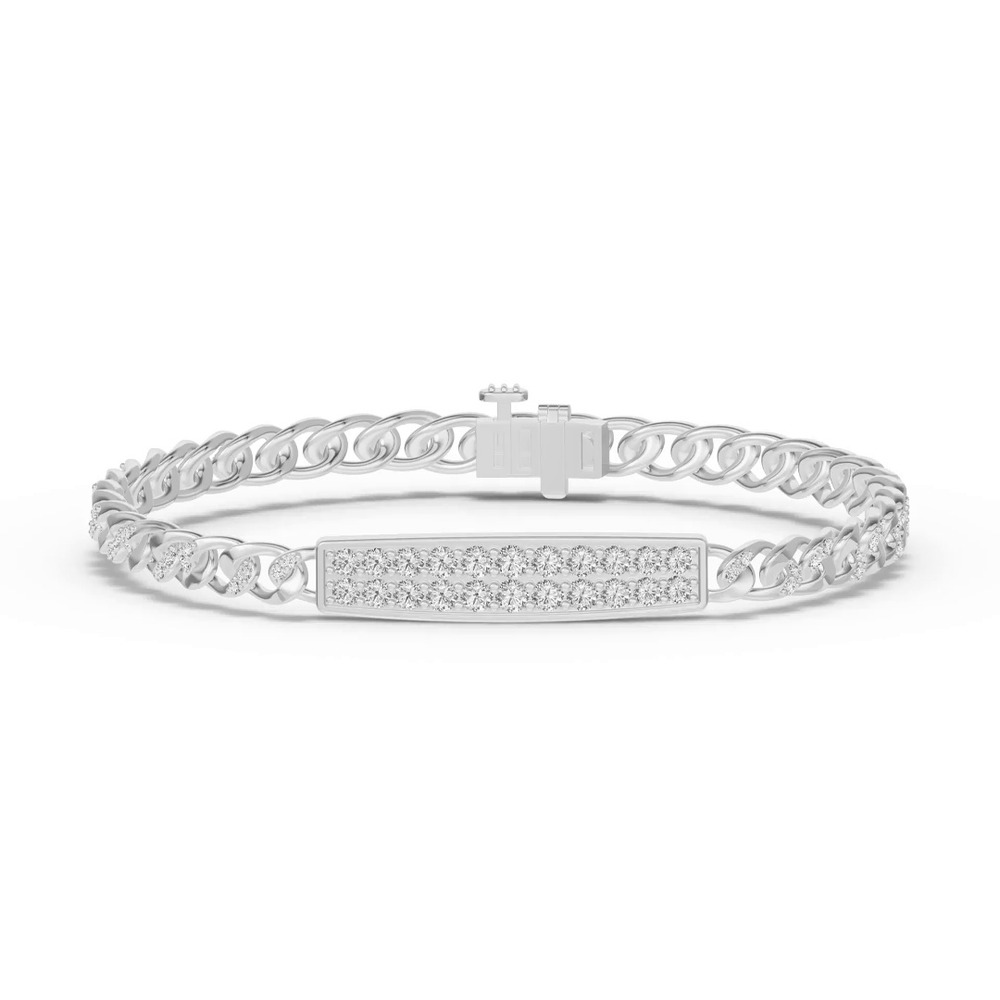 360 degree view of Pavé Cuban Link Panel Diamond Bracelet