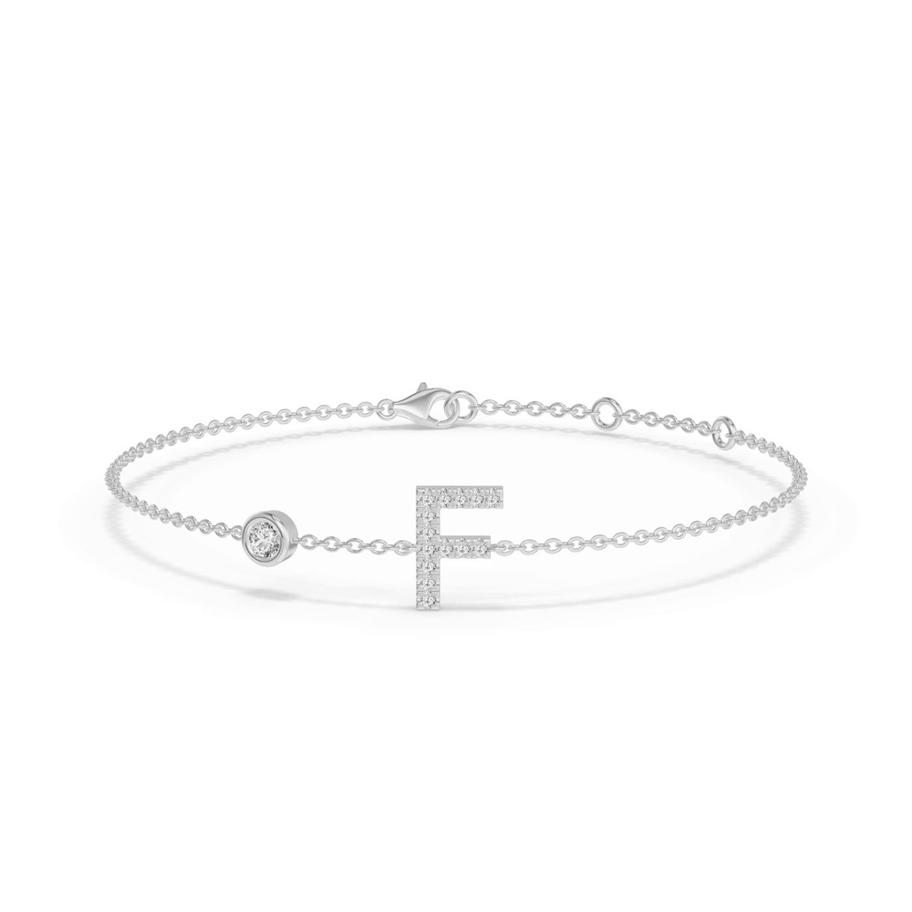 360 degree view of Bezel Lab Diamond Pavé Initial Bracelet - F