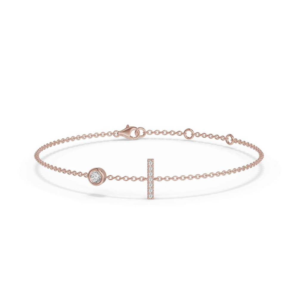 360 degree view of Bezel Lab Diamond Pavé Initial Bracelet - I