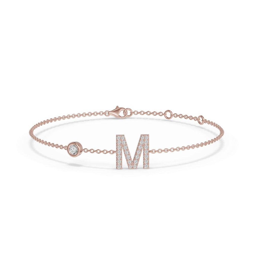 360 degree view of Bezel Lab Diamond Pavé Initial Bracelet - M