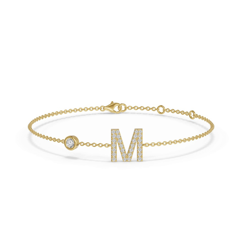 360 degree view of Bezel Lab Diamond Pavé Initial Bracelet - M