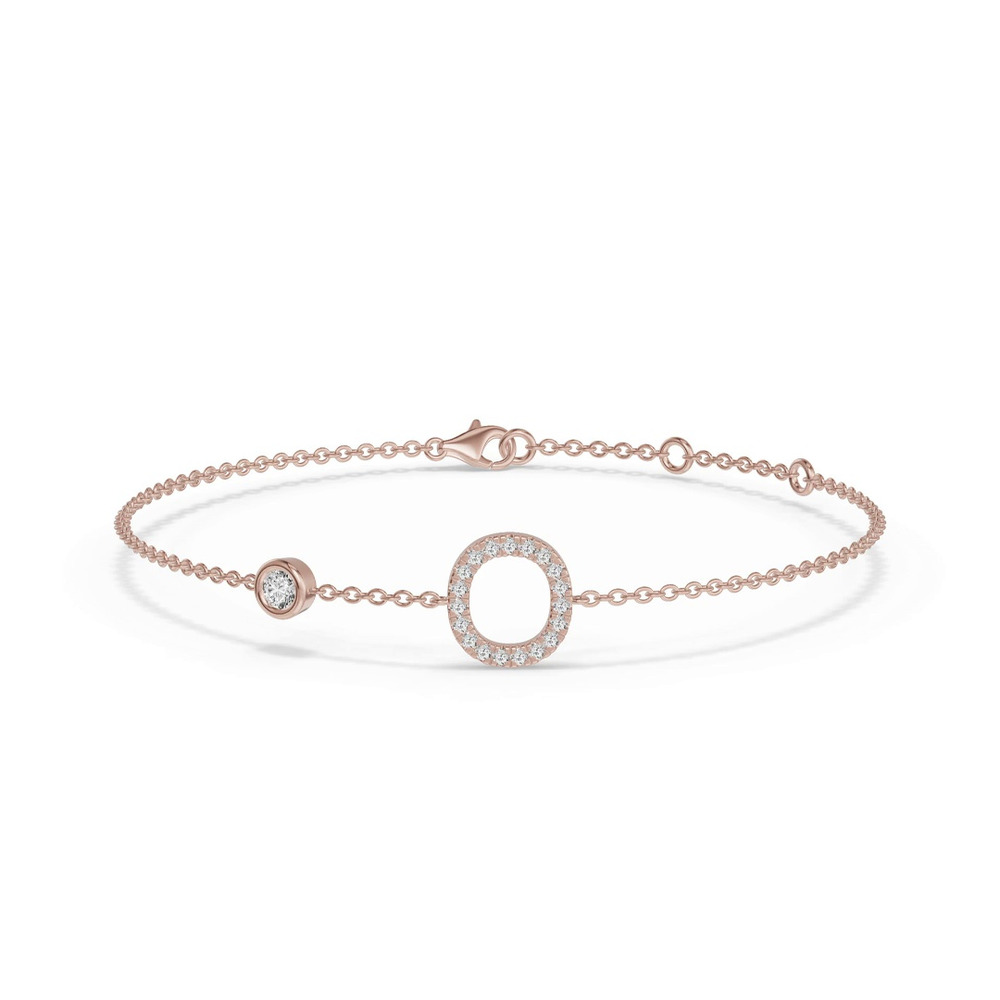 360 degree view of Bezel Lab Diamond Pavé Initial Bracelet - O