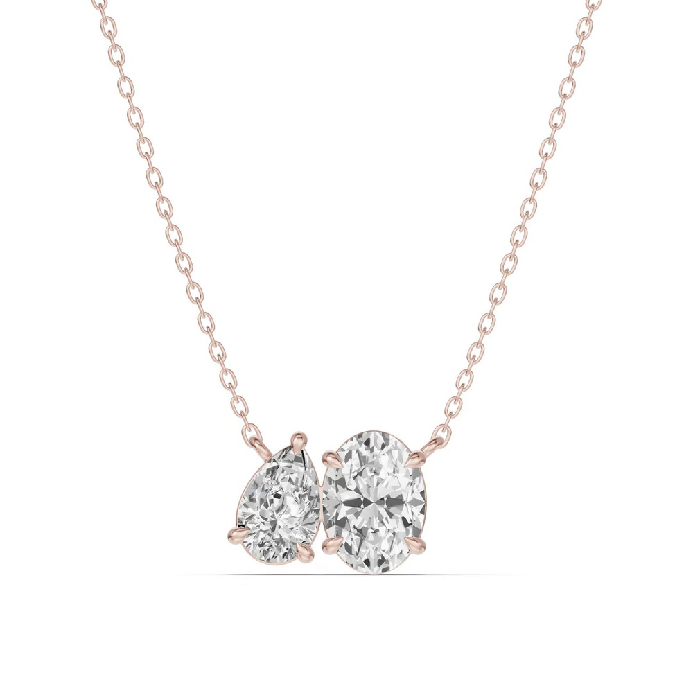 360 degree view of Toi et Moi Pear and Oval Lab Diamond Necklace (1.50 ct. tw.)