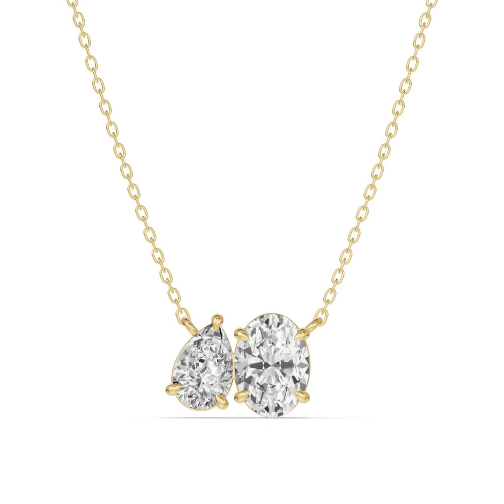 360 degree view of Toi et Moi Pear and Oval Lab Diamond Necklace (1.50 ct. tw.)
