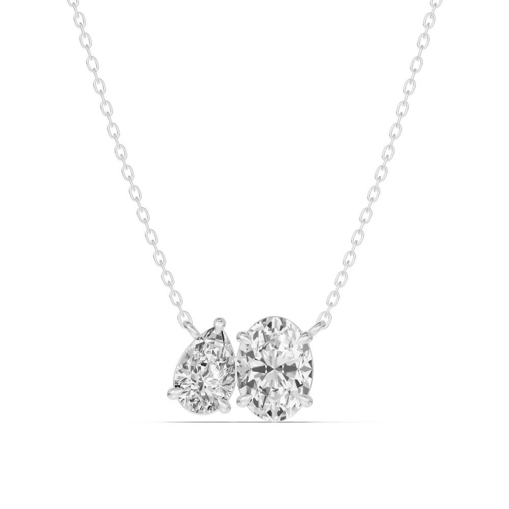 360 degree view of Toi et Moi Pear and Oval Lab Diamond Necklace (1.50 ct. tw.)