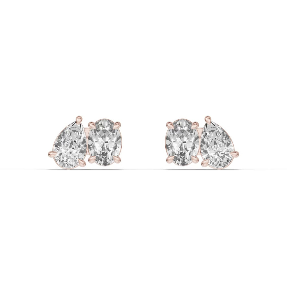 360 degree view of Toi et Moi Pear and Oval Lab Diamond Earrings (2.00 ct. tw.)